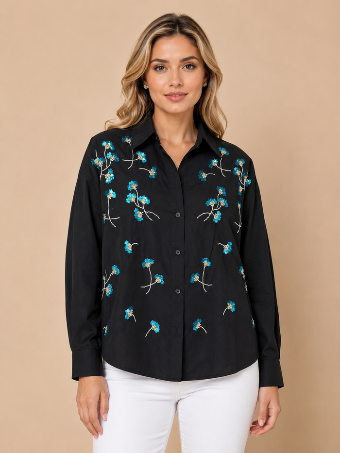 Daisy Black Glow Shirt Front