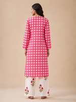 Pink Check Kurta Palazzo Set crop asset thumbnail