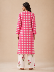 Pink Check Kurta & Palazzo Set