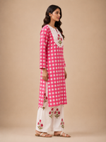 Pink Check Kurta Palazzo Set crop asset thumbnail