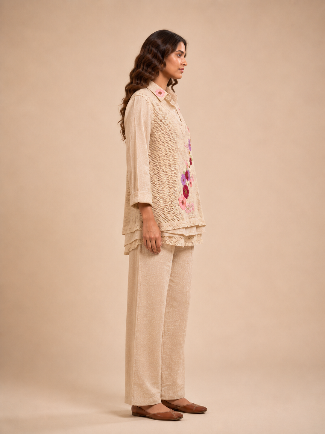 Floral Embroidered Crochet Co-ord Set view layout card 2
