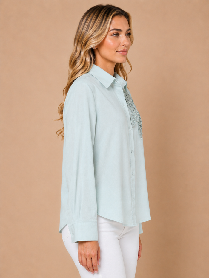 Luna bloom blue shirt Front