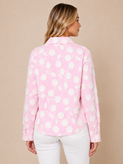 Pink Stripe Floral Embroidered Shirt