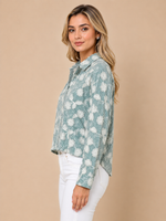 Stripe Floral Embroidered Shirt green crop asset thumbnail