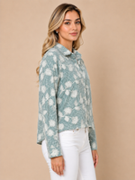 Stripe Floral Embroidered Shirt green crop asset thumbnail