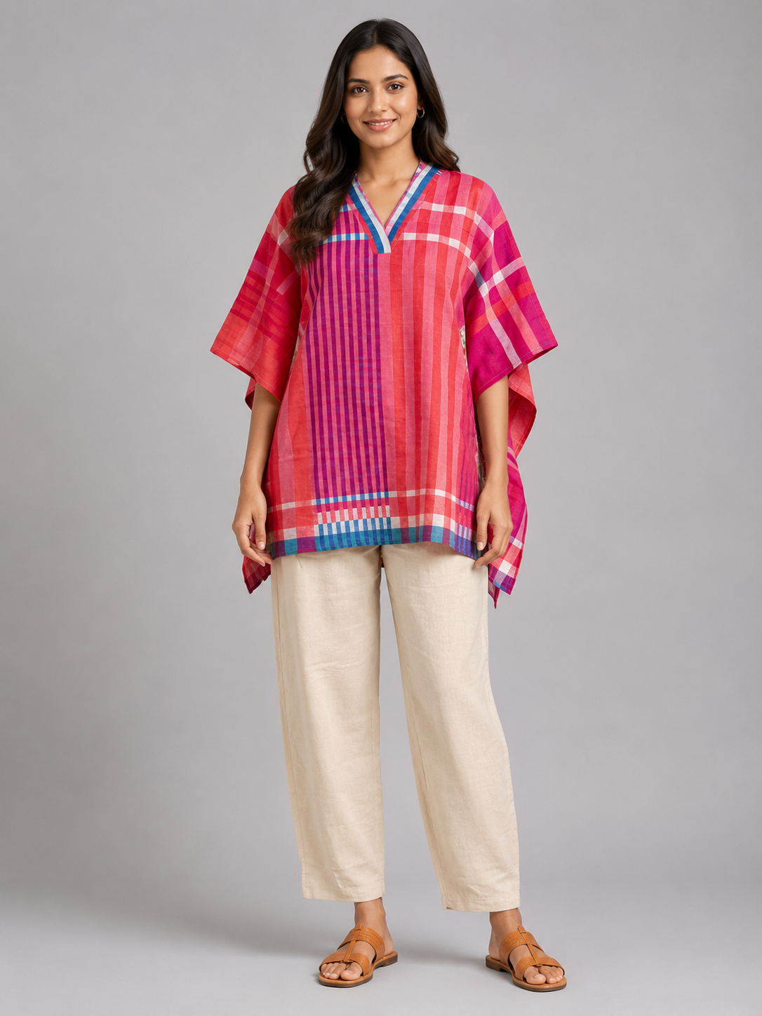 Pink Checked Kaftan Co-ord Set view layout card 4