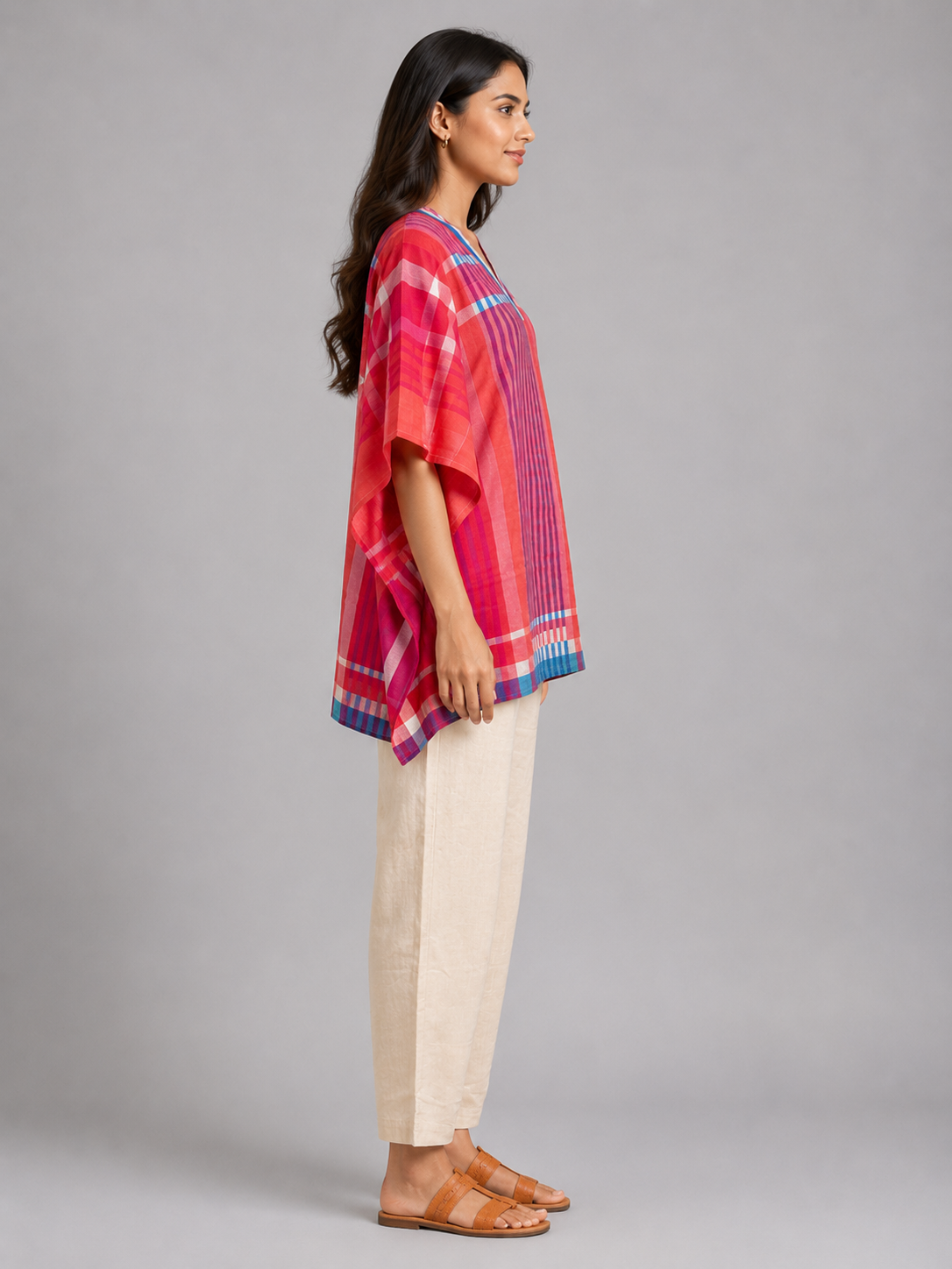 Pink Checked Kaftan Co-ord Set view layout card 3