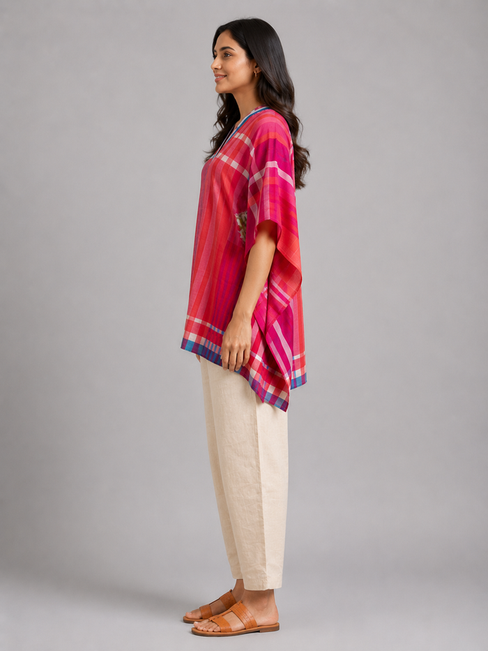 Pink Checked Kaftan Co-ord Set Alternate