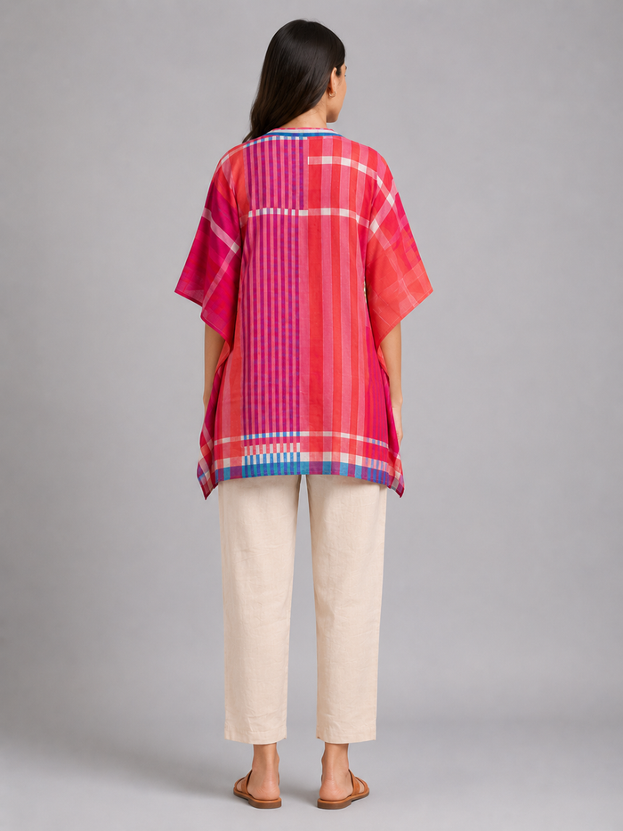 Pink Checked Kaftan Co-ord Set Front