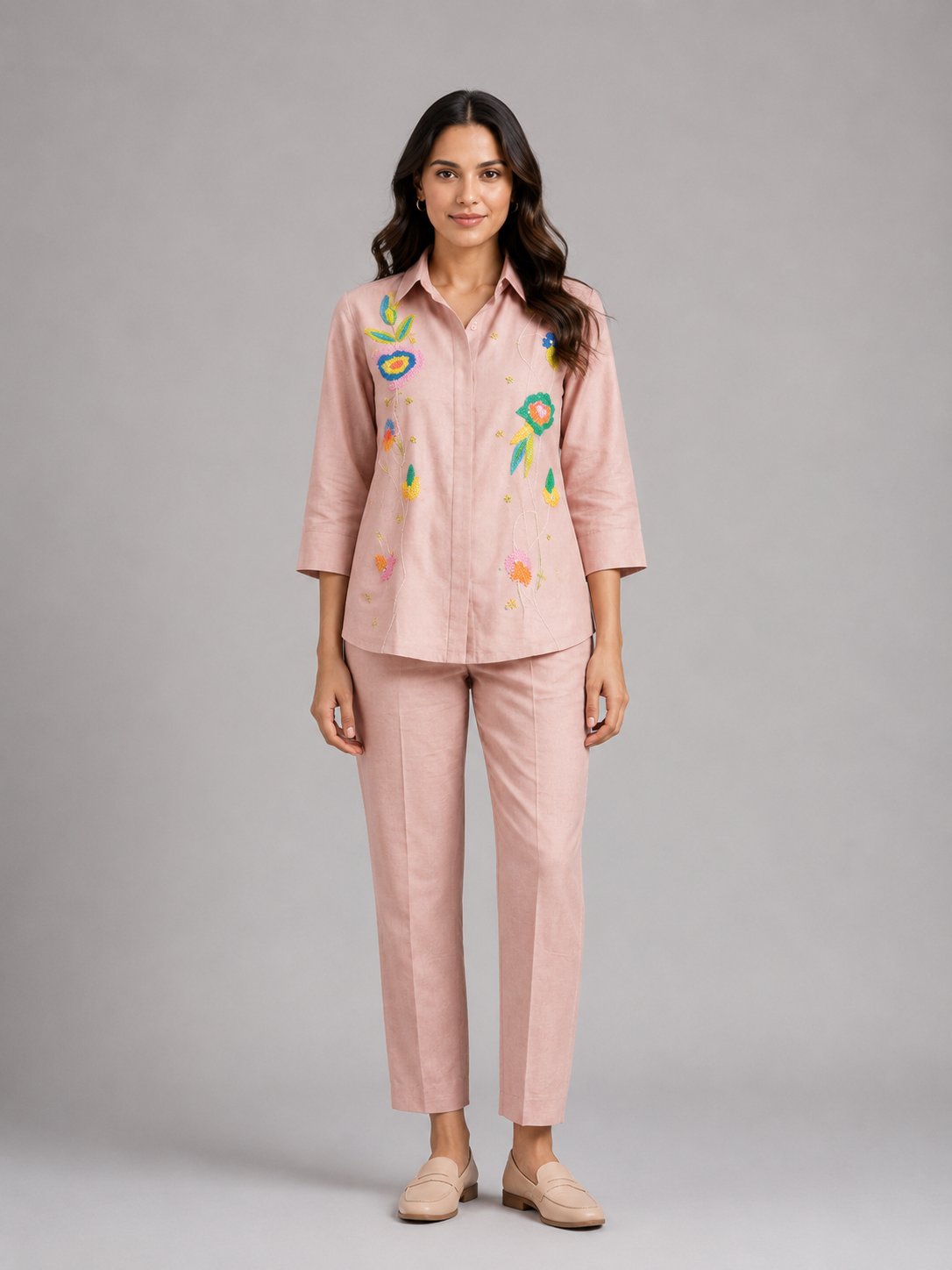Blush Pink Embroidered Co-ord Set view layout card 4