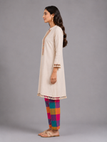 Ivory Embroidered Kurta with Multicolor Check Pants crop asset thumbnail