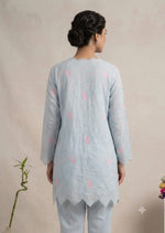 Sheer pastel powder-blue linen or cotton organza. crop asset thumbnail